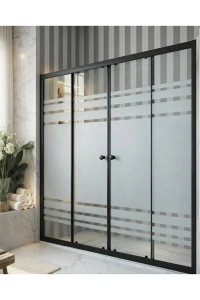 Duşakabin Ön Cephe Siyah Profil Desenli Cam